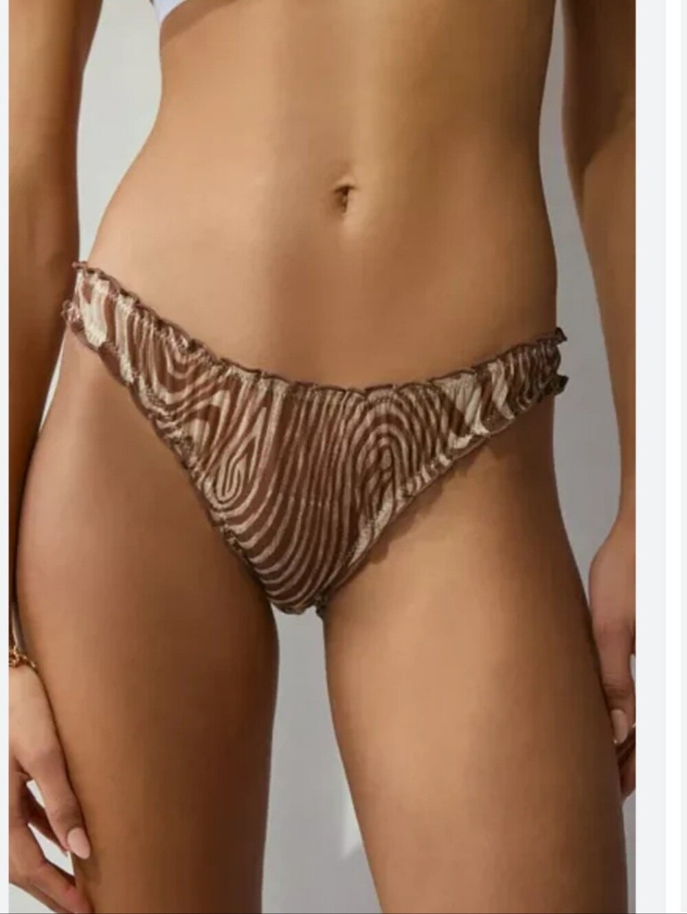 UO Out From Under Sheer Mesh Ruffle Animal Print Cheeky Panty Size Sm